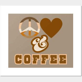 Peace, Love & Coffee  - Retro Pop Java Style Posters and Art